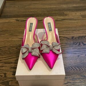 SJP Paley Grand Glitter Bow Mules, Size 39.5
